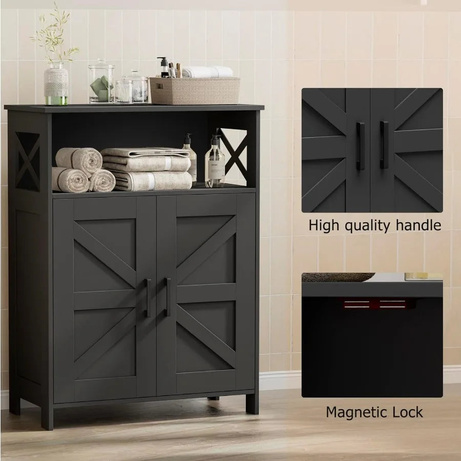 XIUWO Bathroom Storage Cabinet With Doors And Adjustable Shelves