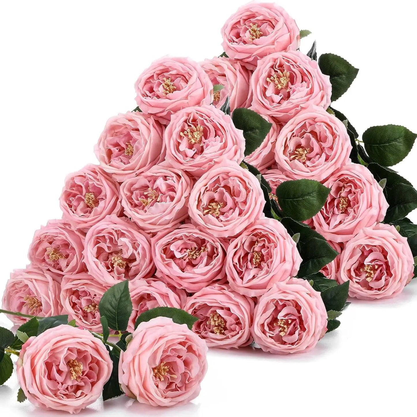 HiMISS Lifelike Real Touch Austin Roses And Peonies Flower Stems