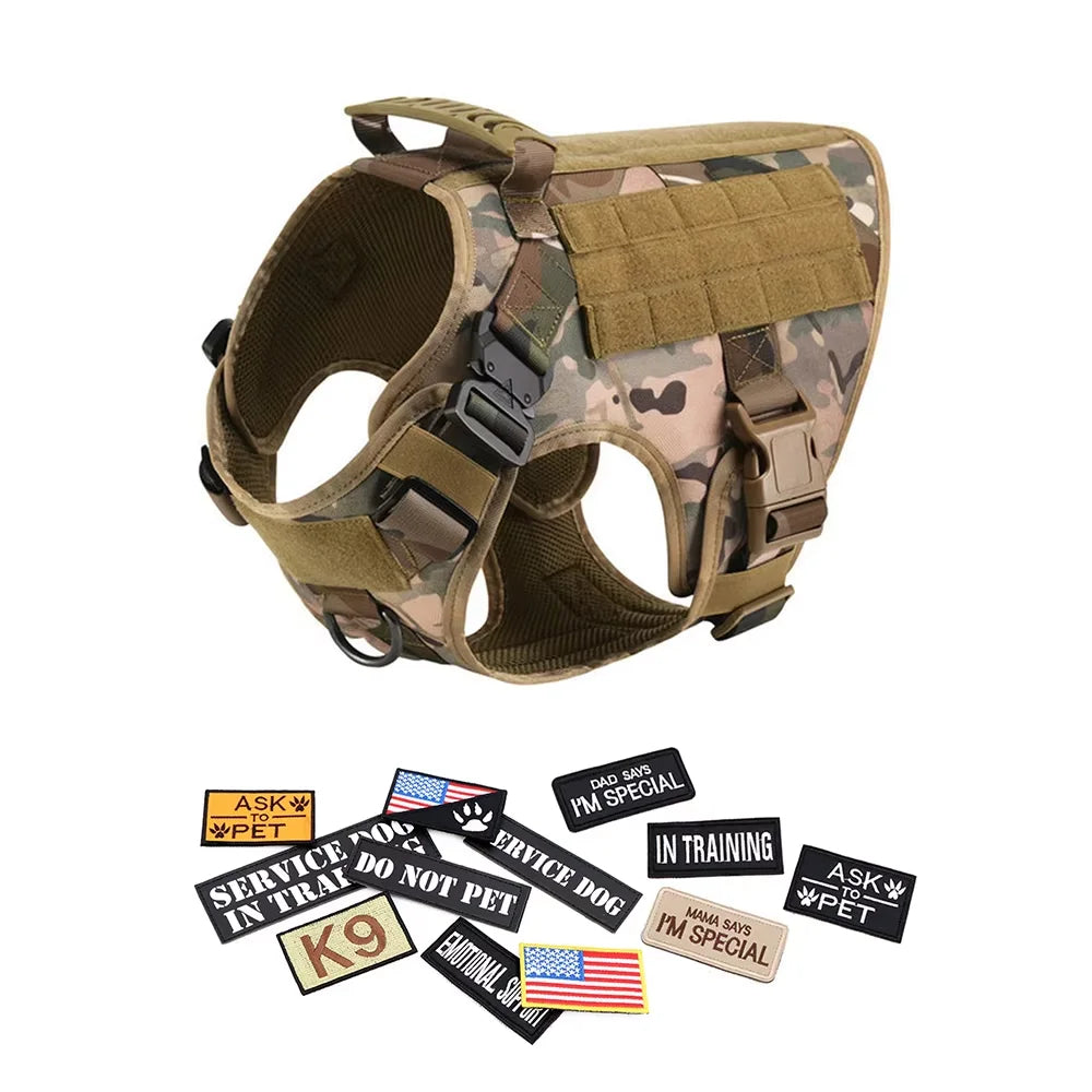 Military Style Dog Harness Vest Set With Leash And Patches For Malinois
