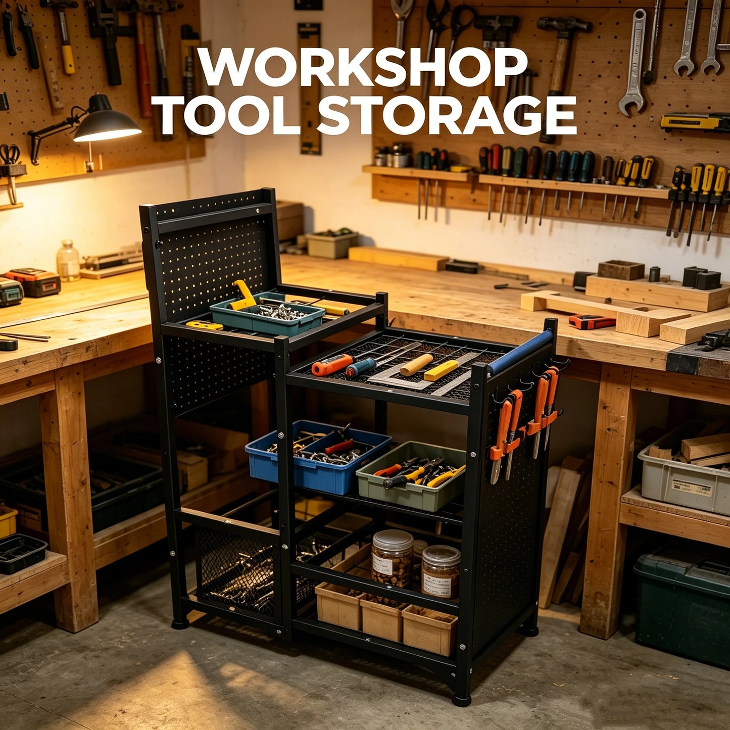 Heavy Duty Garden Tool Storage Rack Freestanding Long Handle Holder