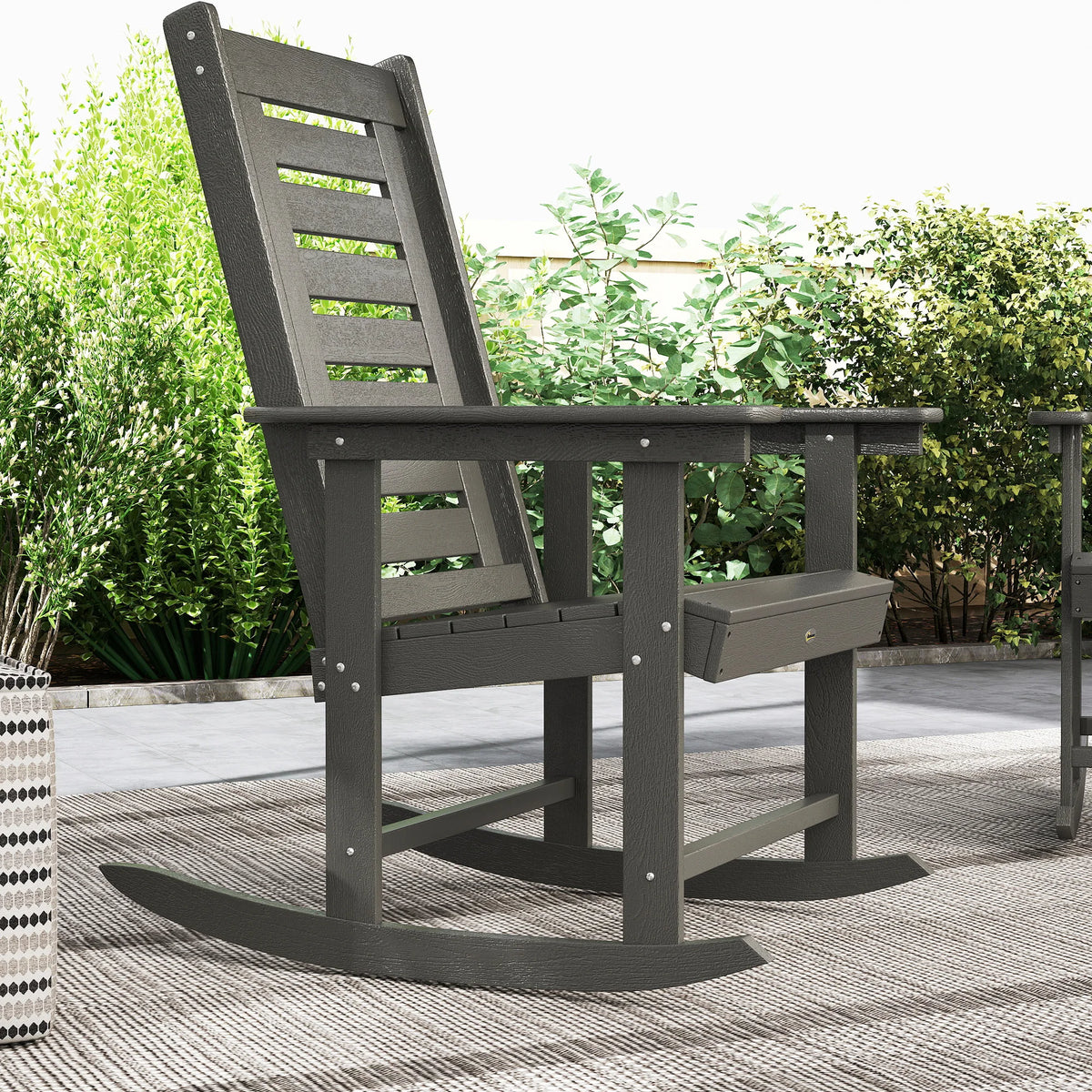 Outsunny Outdoor HDPE High Back Patio Rocking Chairs Set