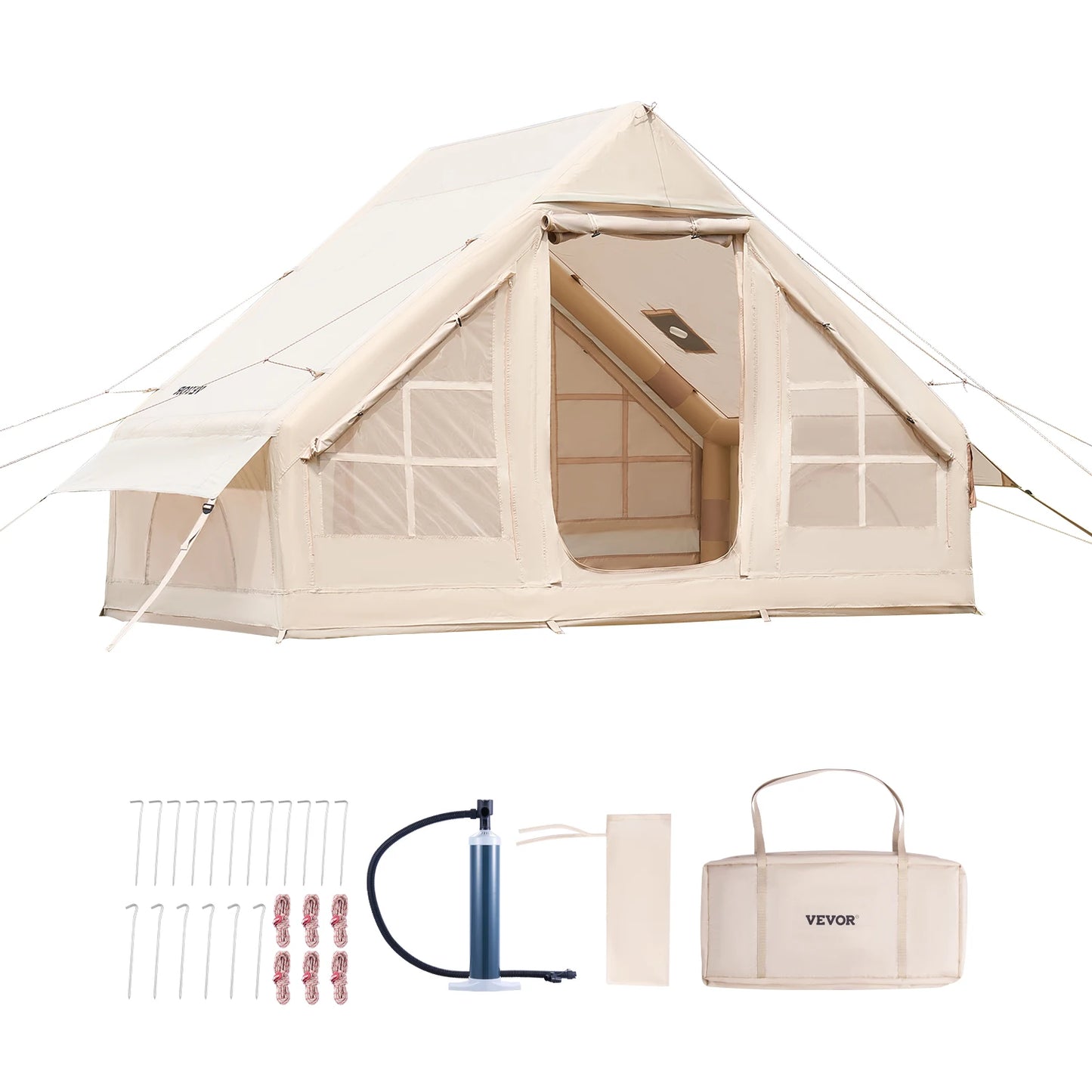 SucceBuy Inflatable Camping Tent With Hand Pump Stove Jack