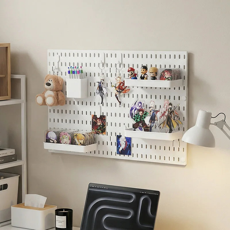 Wall Mounted Pegboard Organizer With Shelves For Desk Accessories