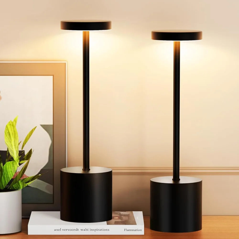 Cordless Table Lamp Set With Touch Control Dimmable 3 Modes Waterproof Portable