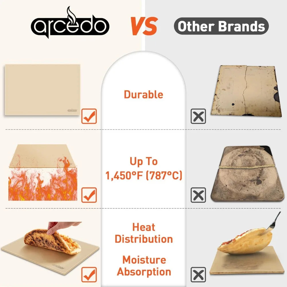 Cordierite Pizza Stone for Grill and Oven with Scraper