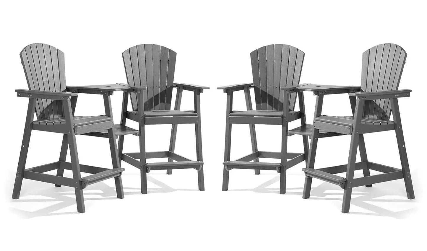 Bar Height Adirondack Chair Set Double Tray All Weather HDPE
