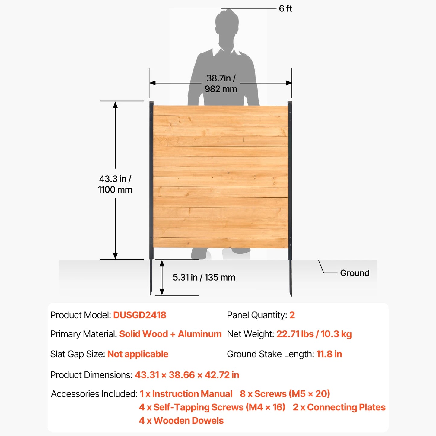 SucceBuy Wood Privacy Fence Screen For Air Conditioner Unit With Stakes
