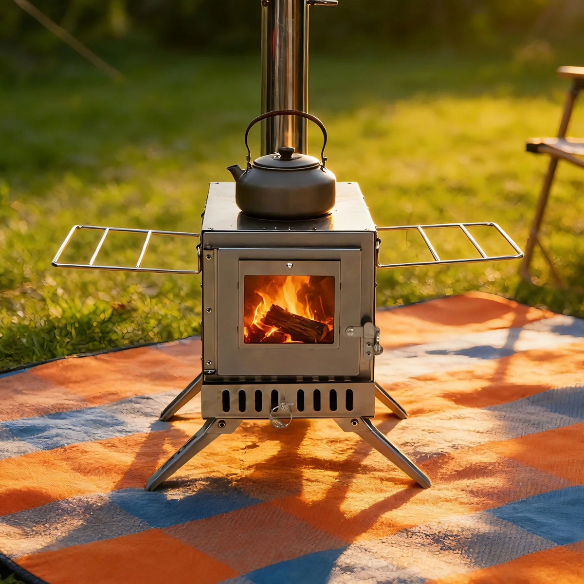 Stainless Steel Portable Wood Burning Stove For Outdoor Camping Cooking