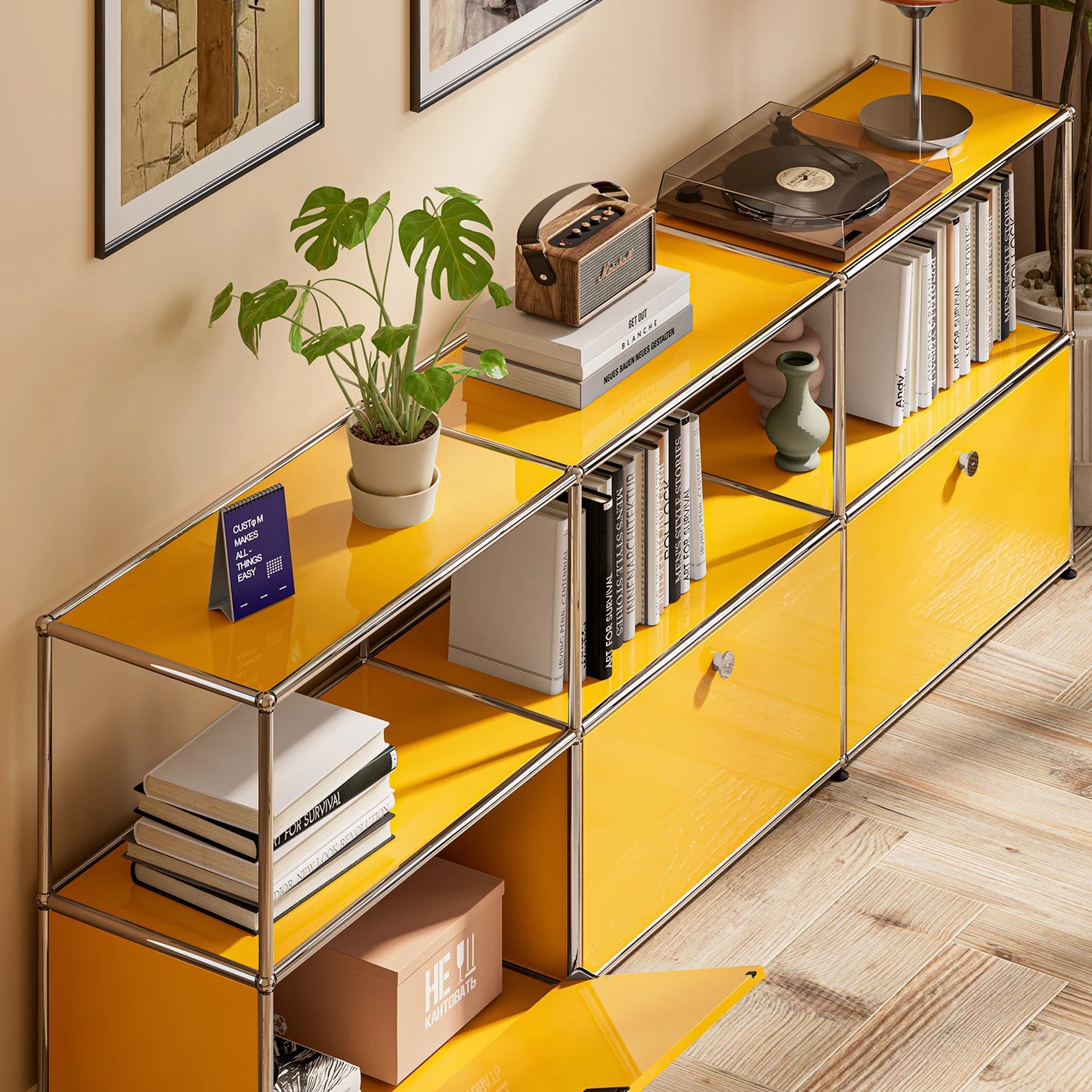 Metal Storage Cabinet TV Stand for Living Room and Office