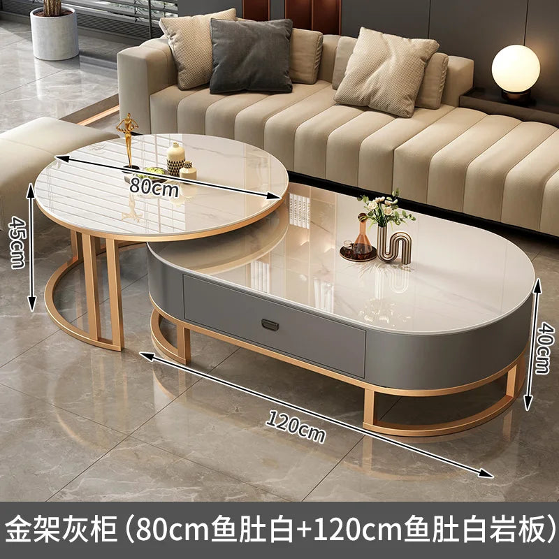QWC Modern Nordic Wood Coffee Table With Built In Storage