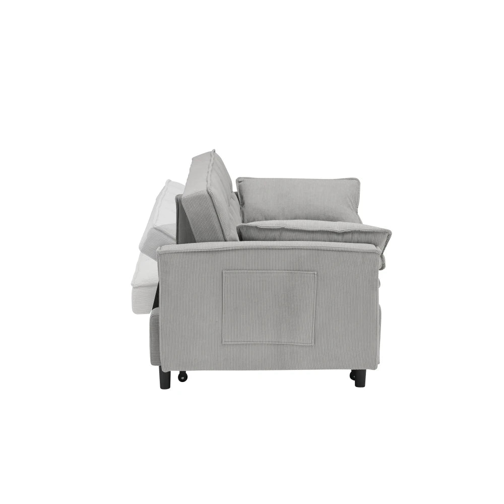 Corduroy Modular Sectional Sleeper Sofa With Pull Out Bed