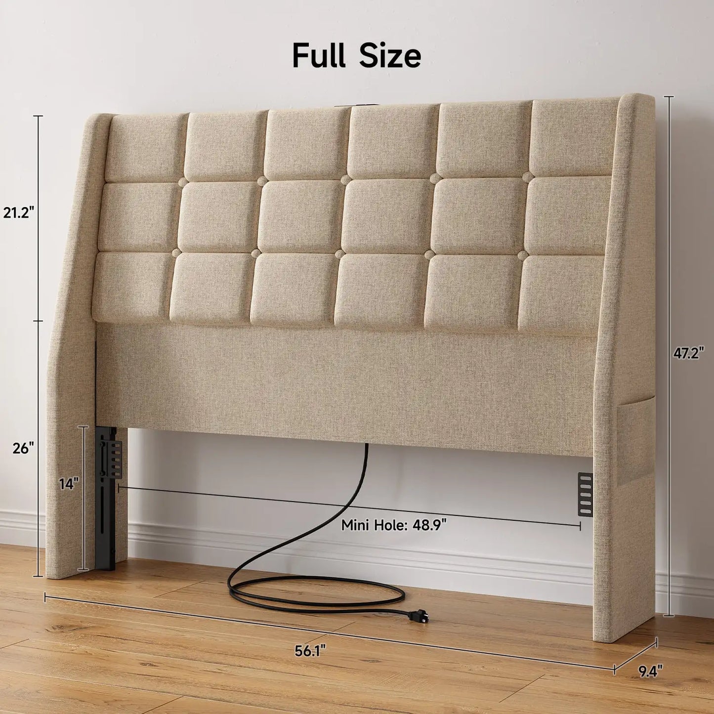 Onbrill Tufted Wingback Upholstered Modern Headboard For Bedroom