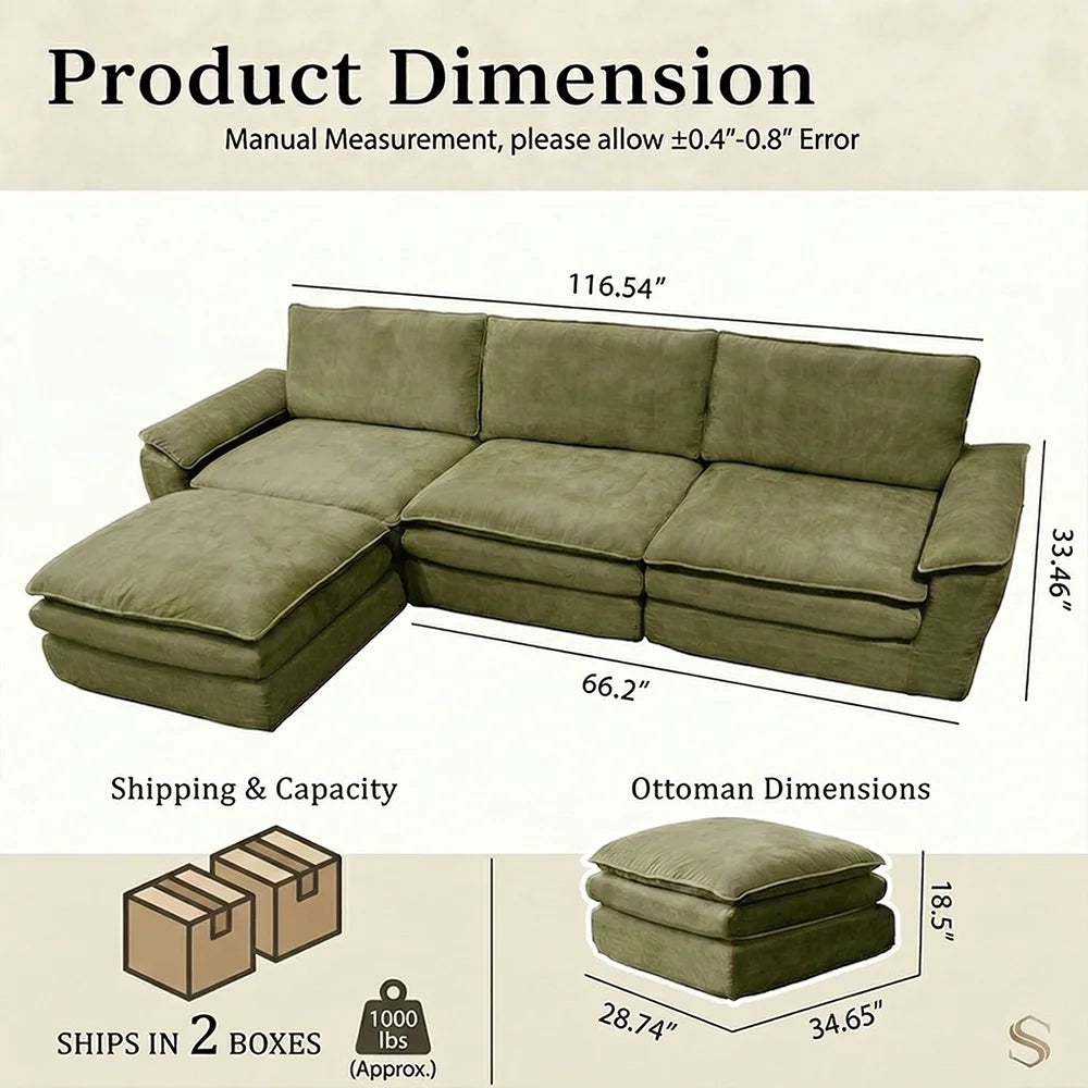 YQzyphyna Modern Cloud Modular Sofa With Memory Foam And Pillows