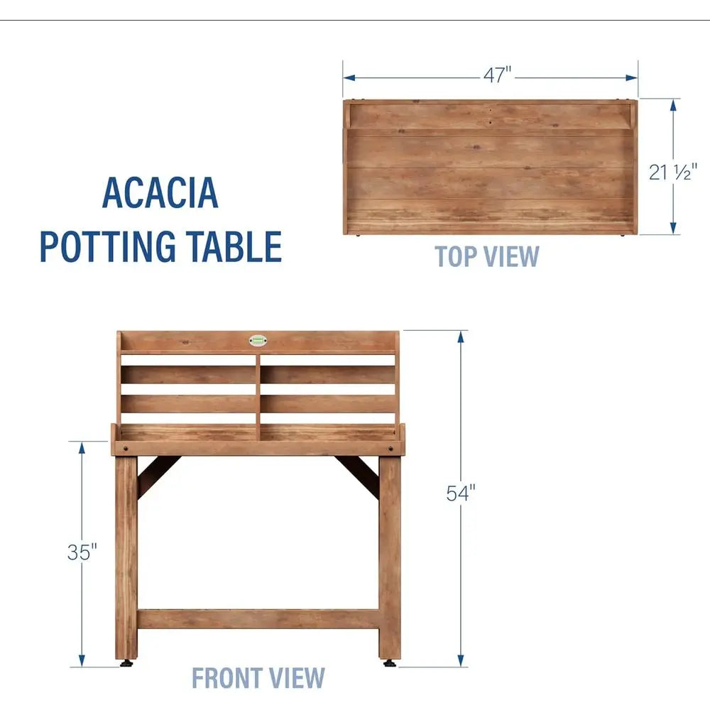 Acacia Wood Garden Potting Bench With Serving Bar Outdoor