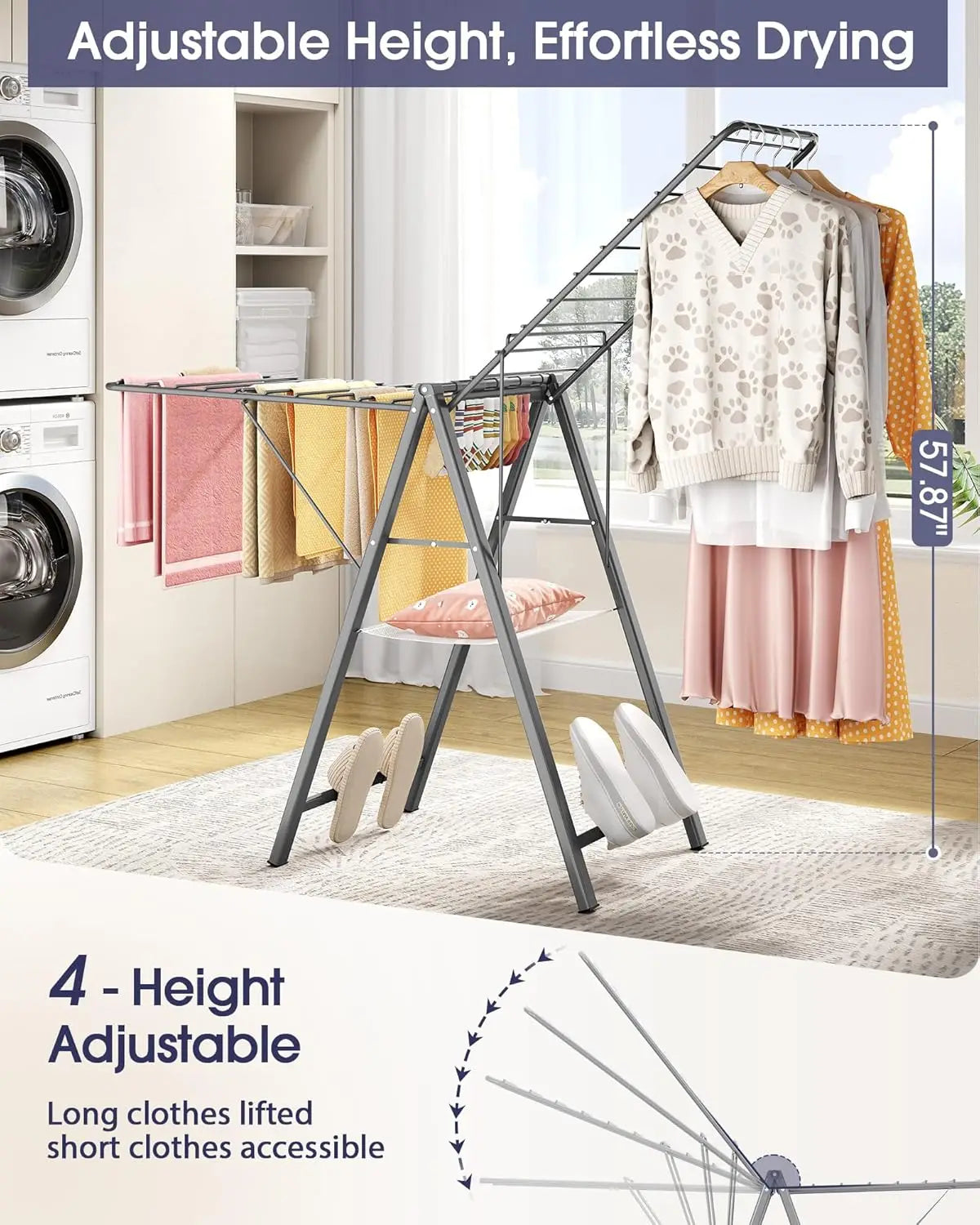 Clothes Drying Rack With 22 Rods Stainless Steel Airer