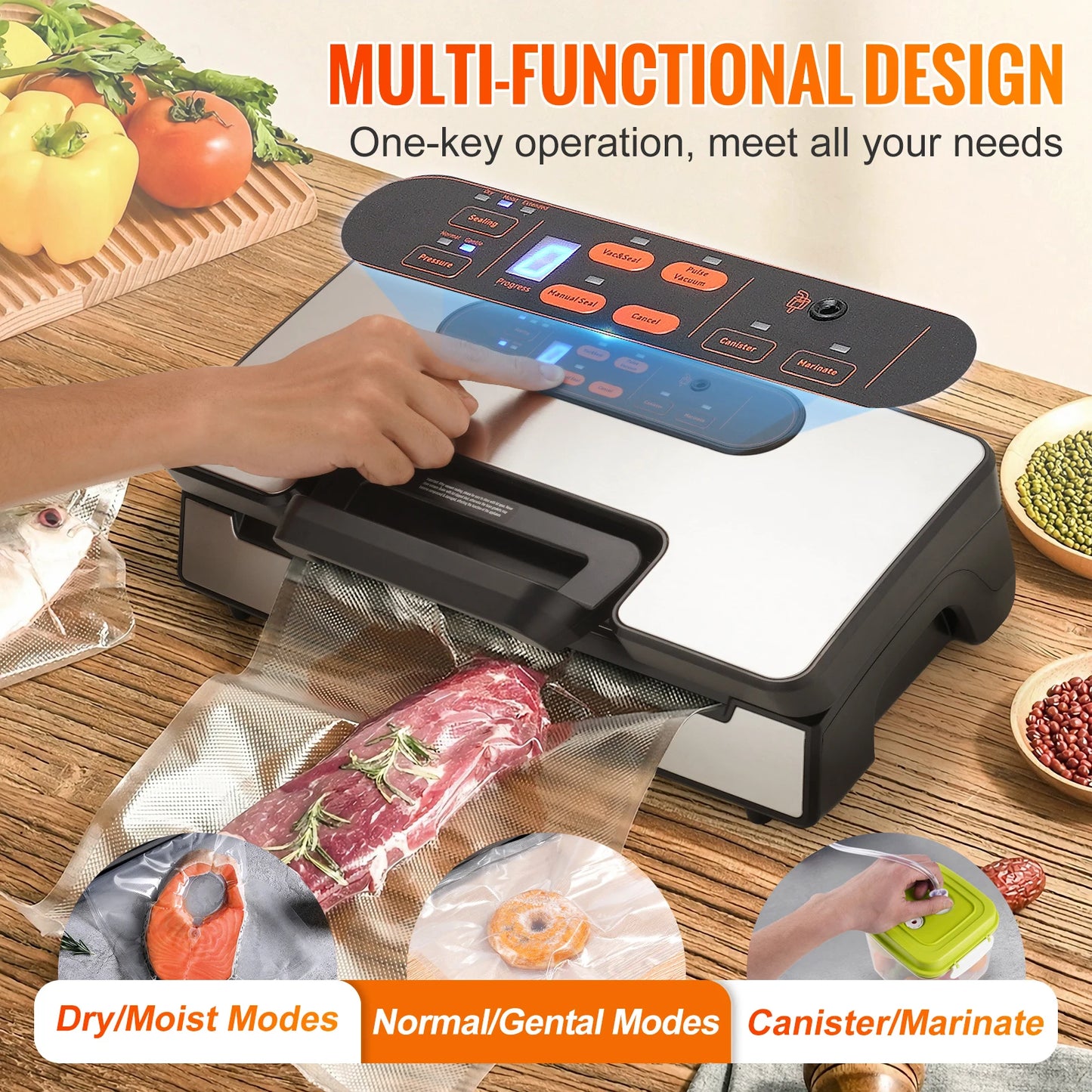 SucceBuy Vacuum Sealer Machine 90Kpa 130W Free 10pcs Vacuum Bags