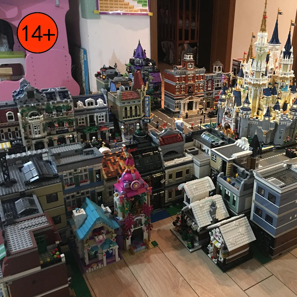 Downtown City Street View Building Blocks Set Assembly Square MOC