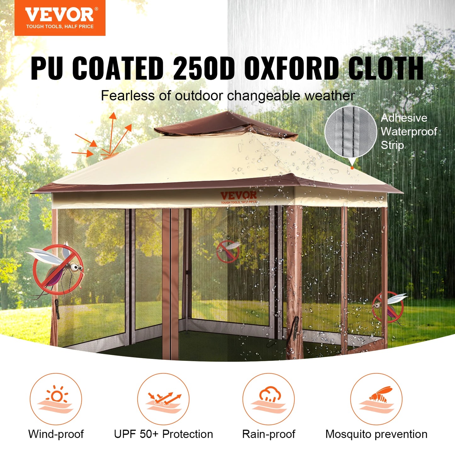 Portable Gazebo Canopy Tent Waterproof Collapsible Market Shelter