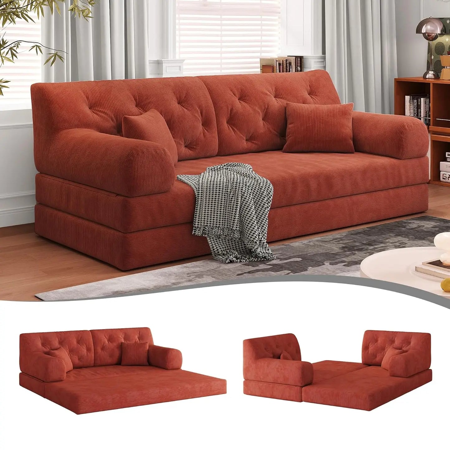 Convertible Sofa Bed With Pillows Corduroy Sleeper Sofa Frame