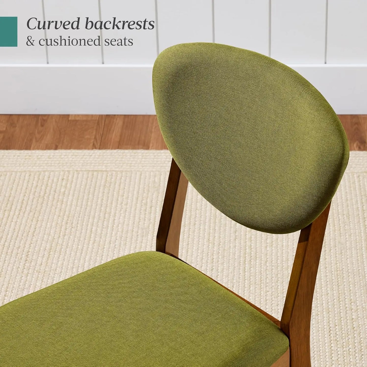 Mid Century Dining Chairs Set of 2 Upholstered Wood