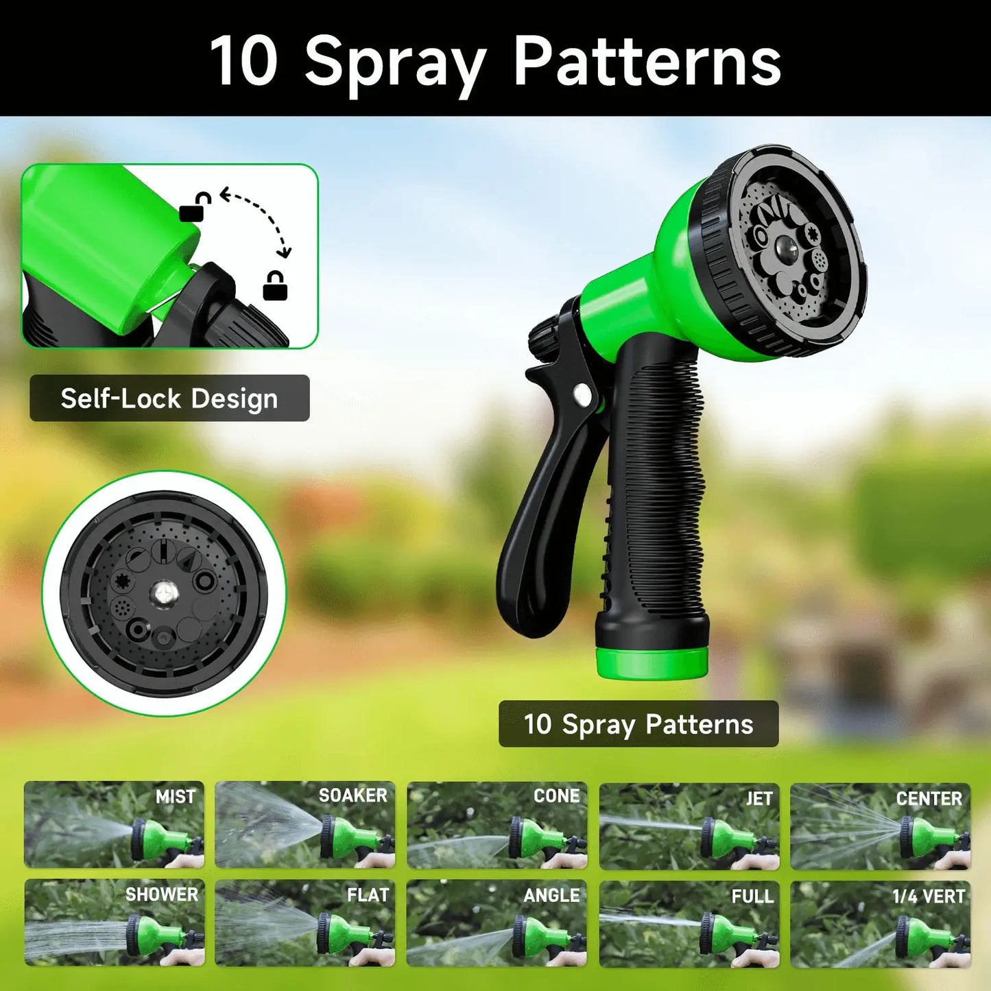 Expandable Garden Hose With Holder And Spray Nozzle