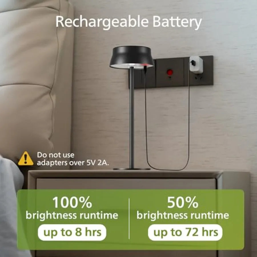 Solar Rechargeable Cordless LED Table Lamp With Touch Control
