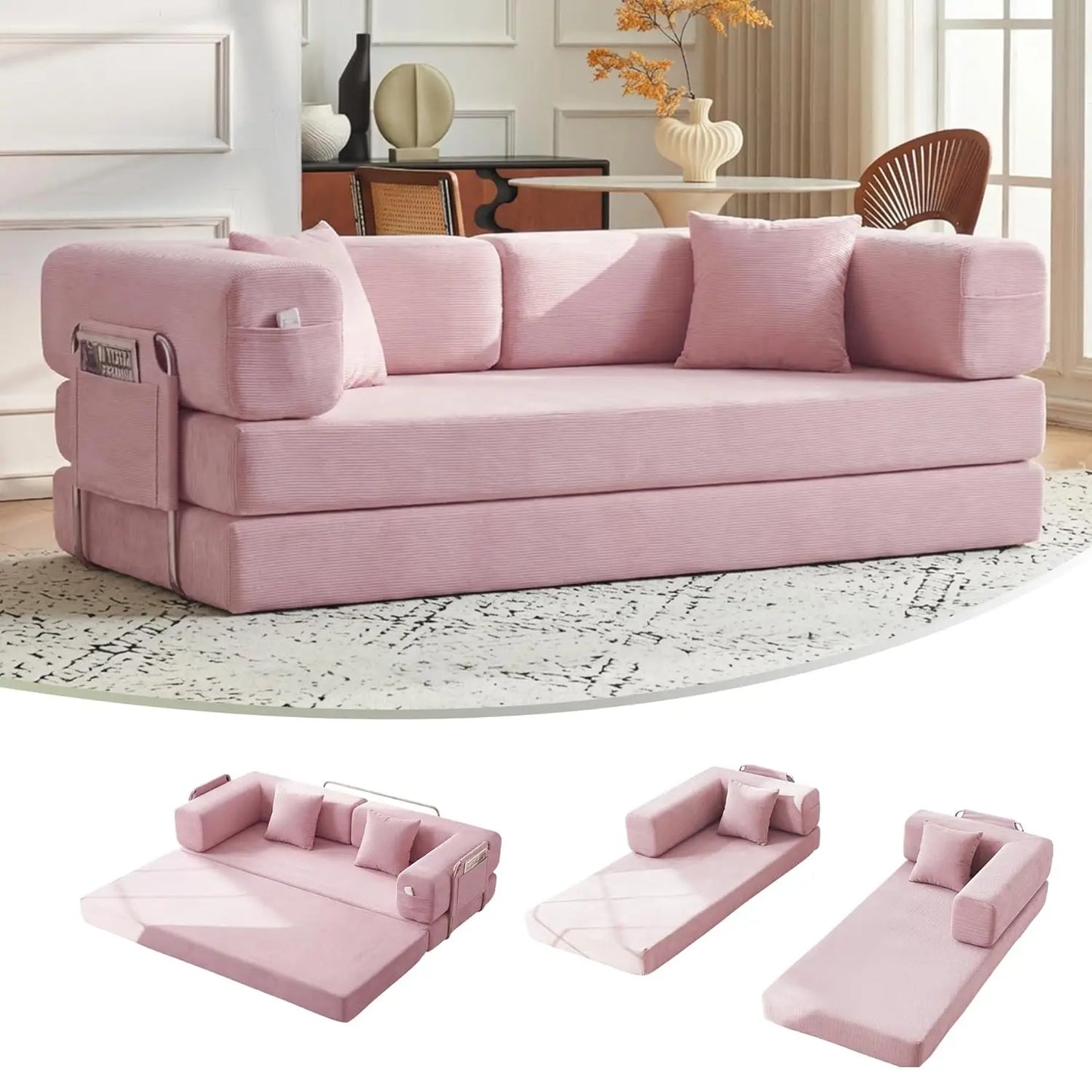 Convertible Sofa Bed With Pillows Corduroy Sleeper Sofa Frame