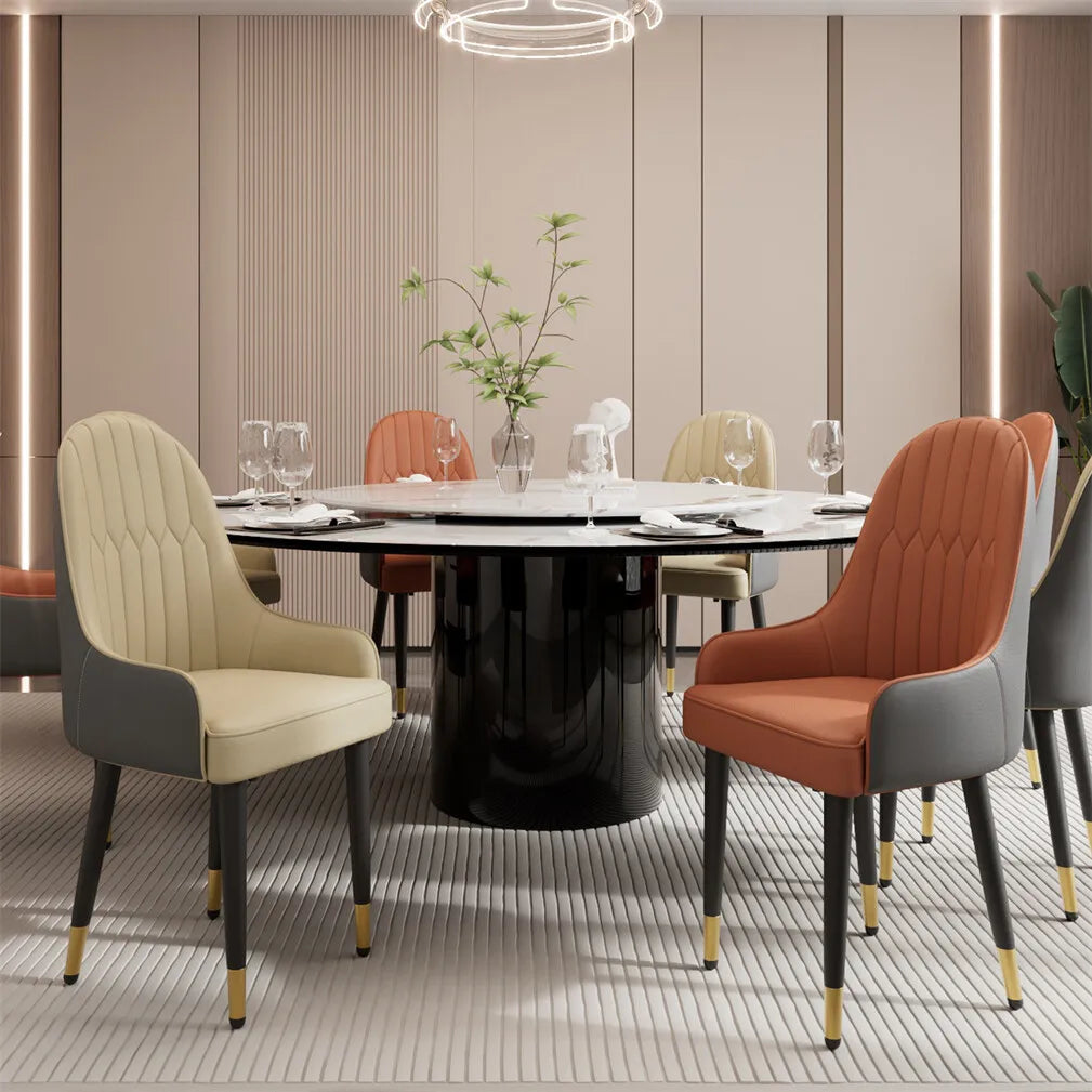 Two Premium Faux Leather Dining Chairs With Metal Legs