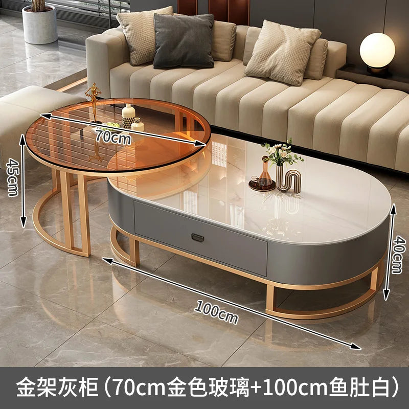 QWC Modern Nordic Wood Coffee Table With Built In Storage