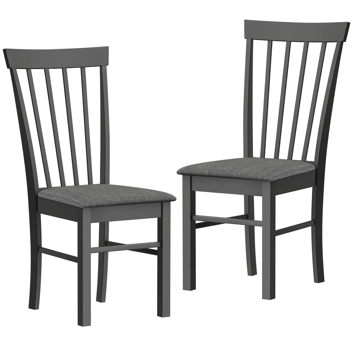HOMCOM Farmhouse Upholstered Wooden Dining Chairs Set
