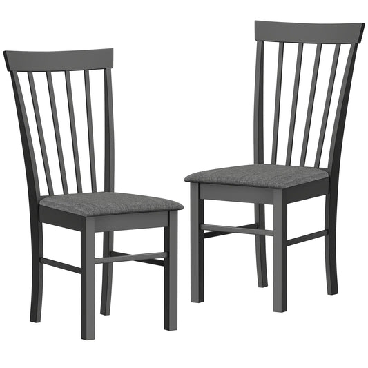HOMCOM Farmhouse Upholstered Wooden Dining Chairs Set