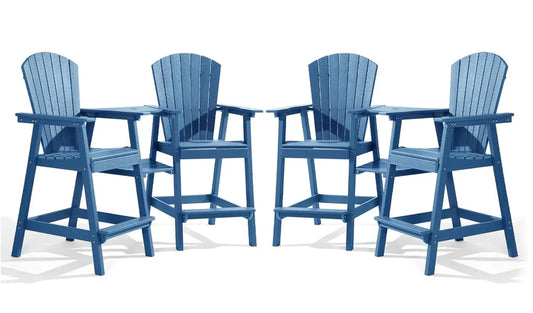 Bar Height Adirondack Chair Set Double Tray All Weather HDPE