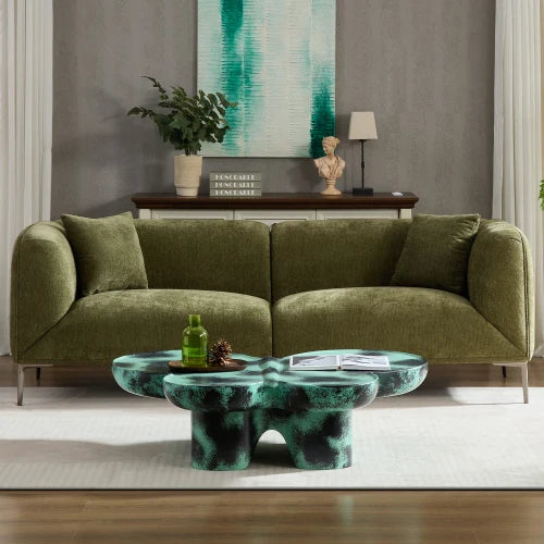 Minimalist Curved Sofa With Boucle Fabric And Solid Wood Frame