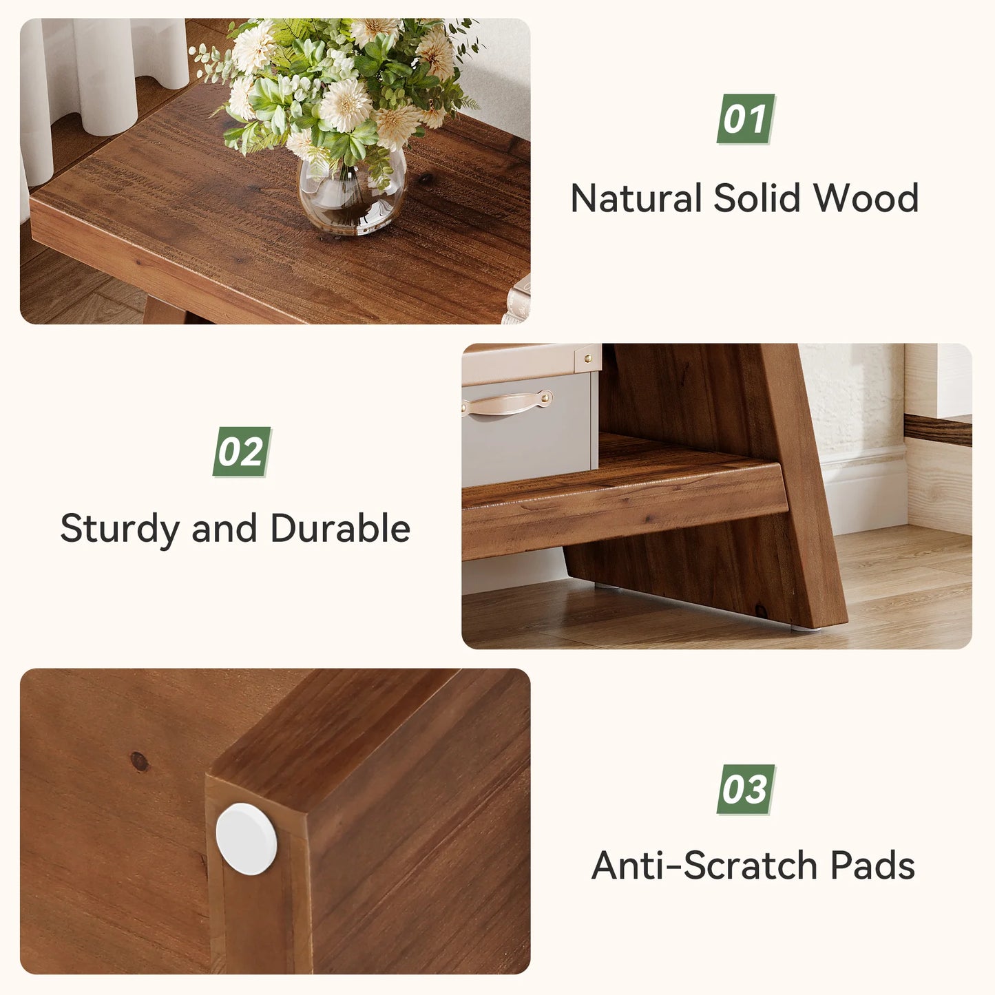 Tribesigns Solid Wood Entryway Bench 2 Tier Shoe Storage