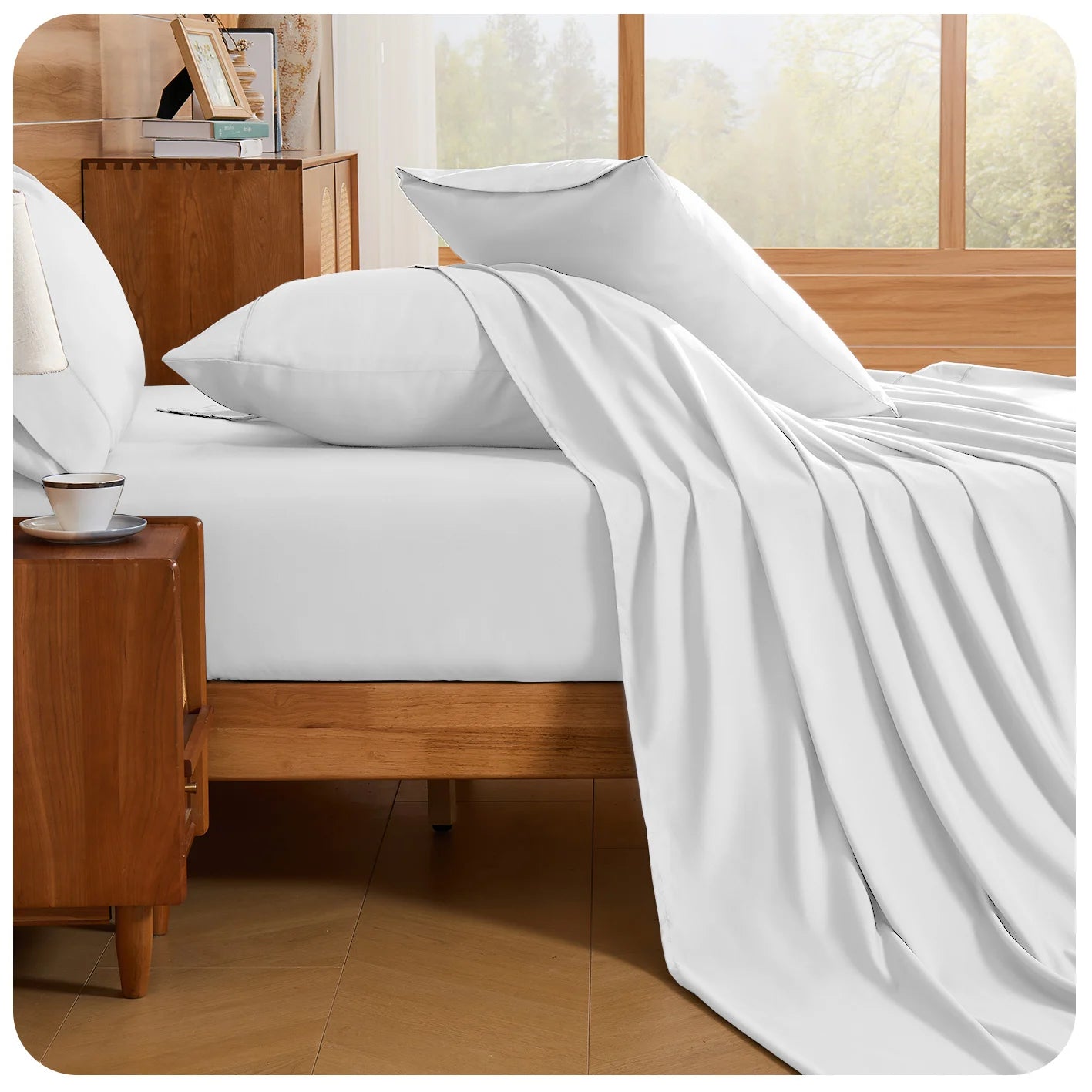 4 Piece Bedding Set With Double Sided Brushed Fabric And Easy Care Fitted Sheet