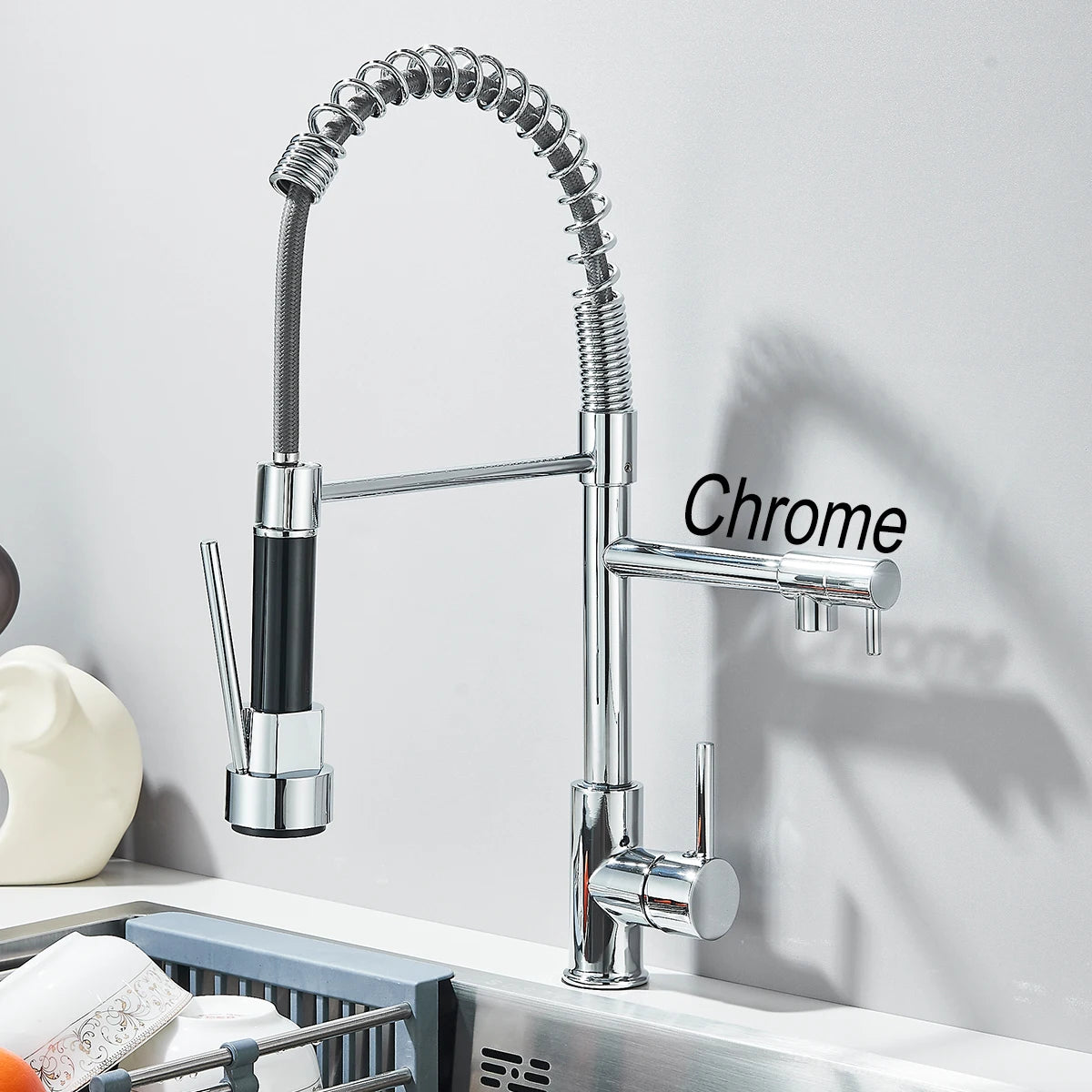 Fmhjfisd Pull Down Kitchen Faucet Dual Spout 360 Degree Rotation