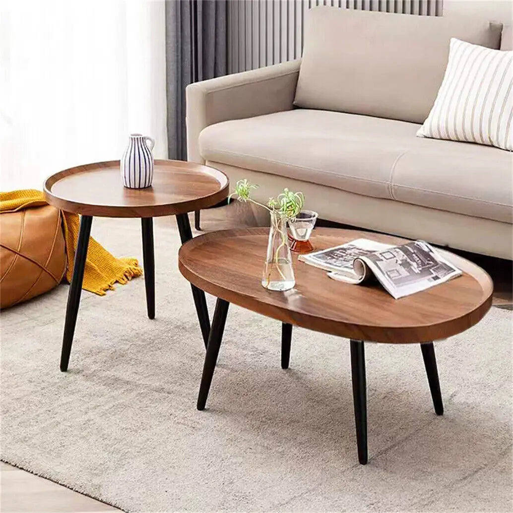 LUVODI Irregular Drop Shaped Coffee Table Set 2 In 1