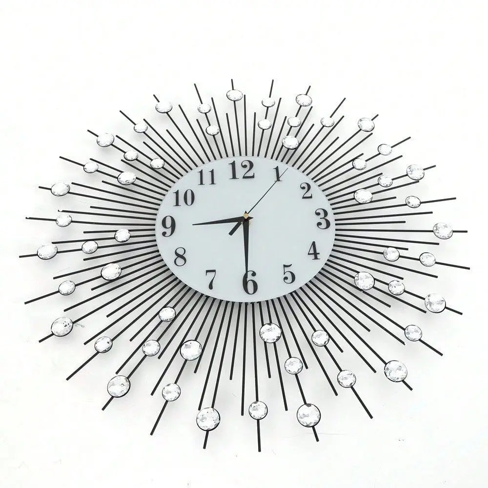 Wall Clock Modern Crystal Diamond Wall Clocks 3D Luxury Flower Clock Non Ticking Silent Metal For Living Room
