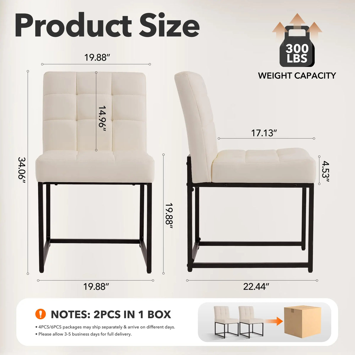 HiMISS Upholstered Dining Chairs With Grid Back And Metal Legs