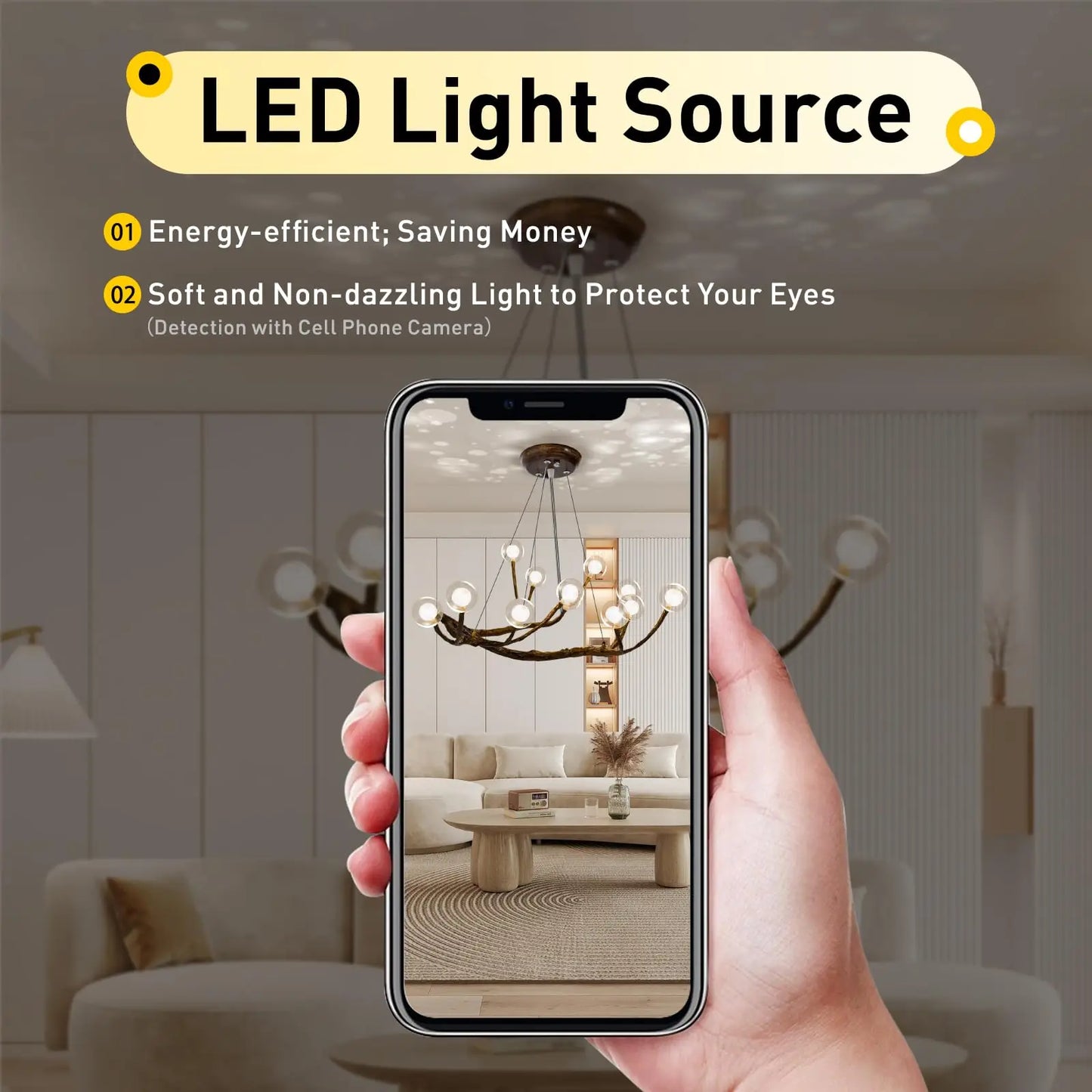 Retro Glass Globe Chandelier, 12-Light Modern LED Wood Branch Tree Hanging Lamp, Glass Bubble Pendant Ceiling Light 36W 110V