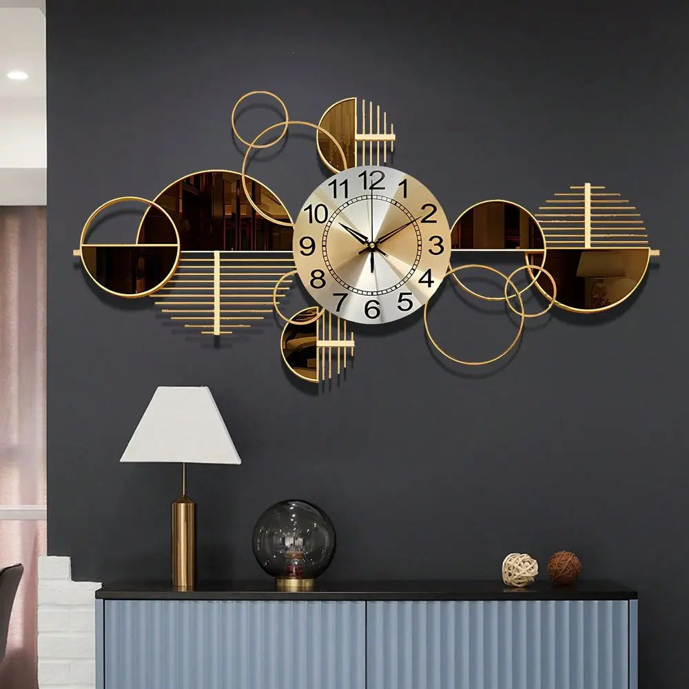 Metal Wall Clock Decorative 3D Metal Wall Art Clock For Living Room Bedroom Creative Modern Big Decor With Silent No