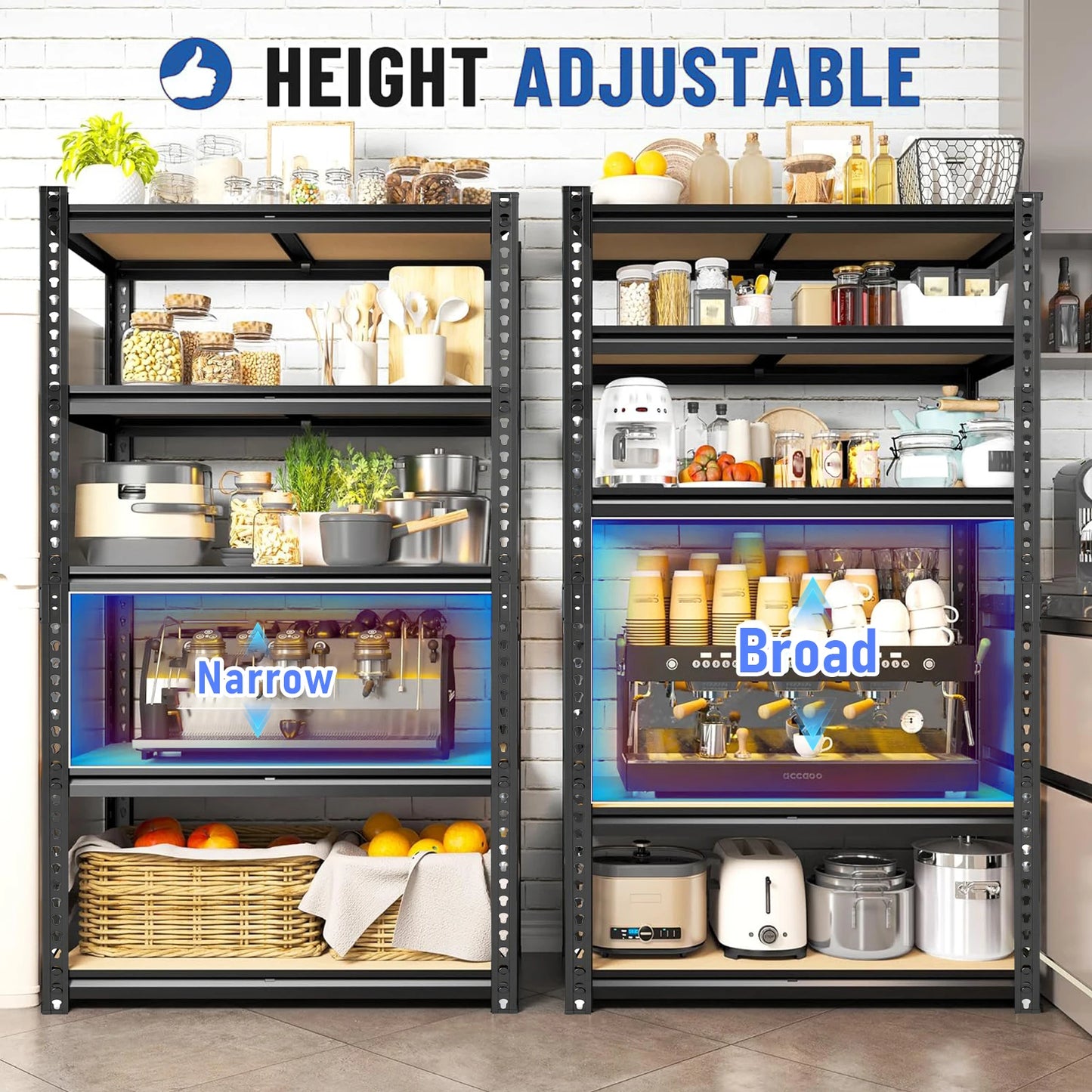 Heavy Duty Industrial Metal Storage Shelves Five-Tier Garage Unit