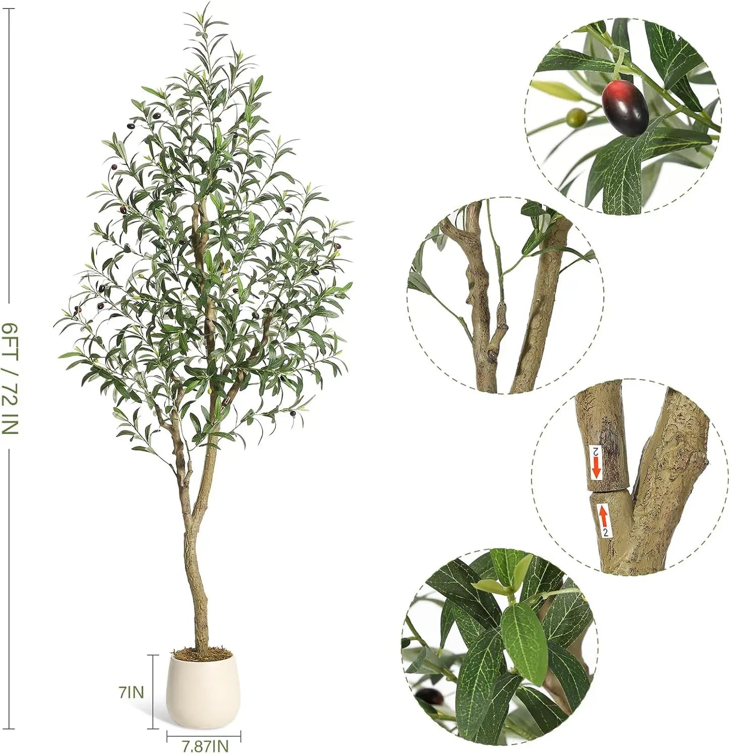 HiMISS Olive Trees Artificial Indoor Faux Silk Plant In Pot