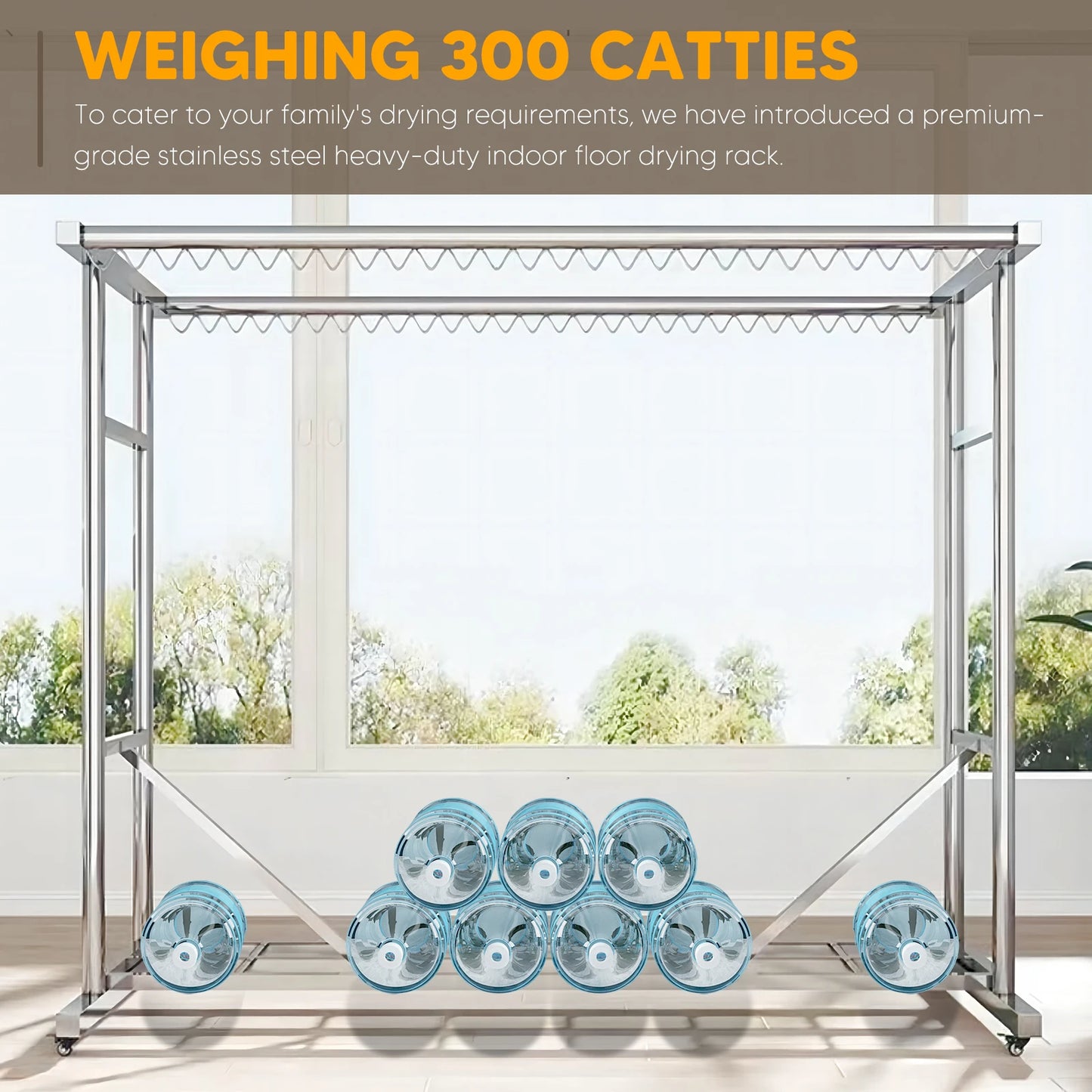 Stainless Steel Floor Drying Rack Heavy Duty Standing Laundry Stand