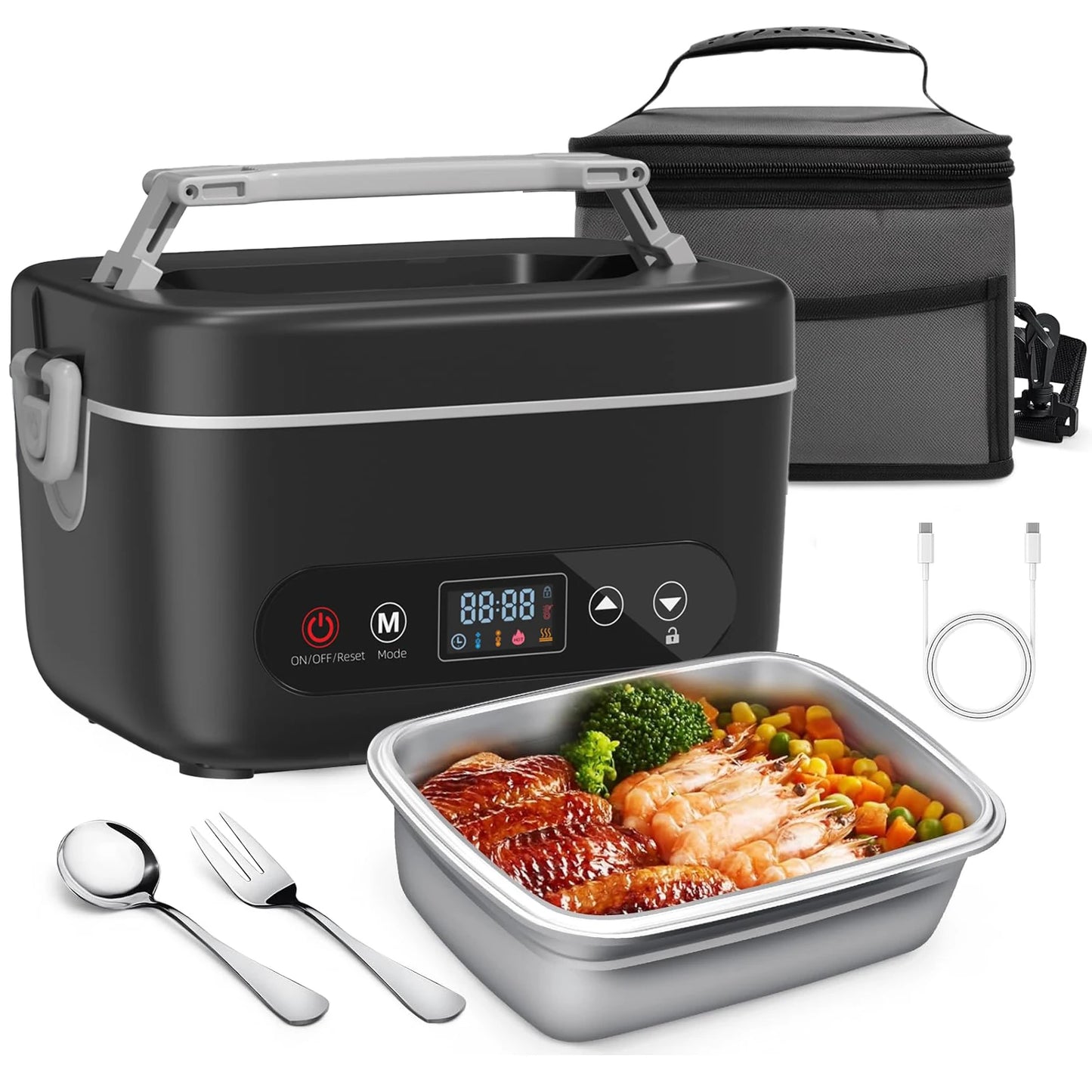 Wireless 12000mAh Lunch Box Heater With Five Sided Heating Auto Temperature