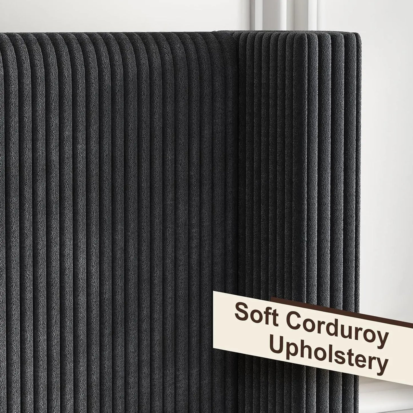 General Modern Corduroy Wingback Upholstered Bed Frame