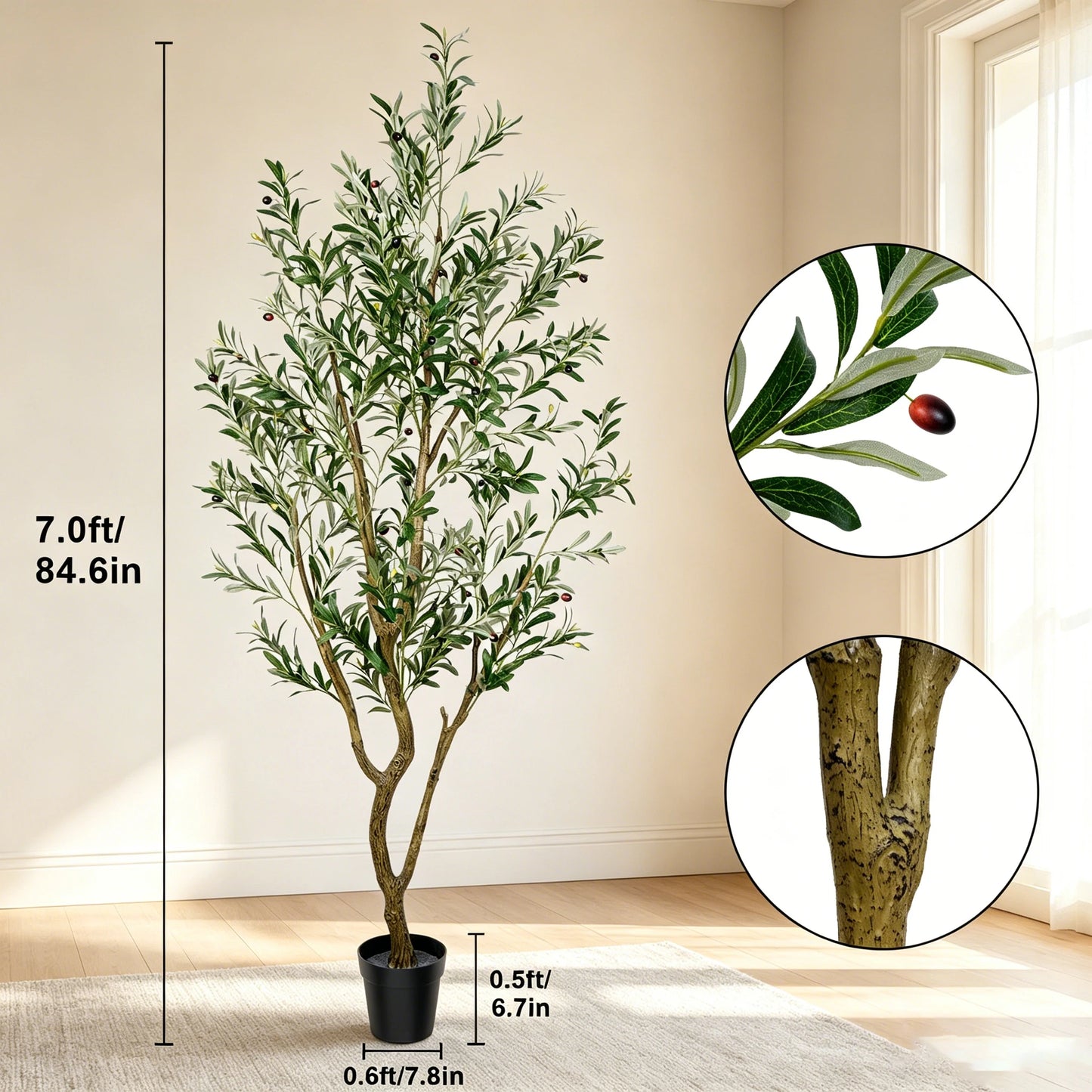 Olitree CN Olive Tree Artificial Indoor Plant With Wood Trunk