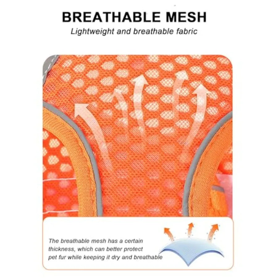 S Soft Mesh Dog Harness and Leash Set, No Escape Puppy Harnesses for Training Walking Reflective Adjustable Puppy Vest for Smal