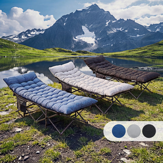 JHK Folding Camping Bed Lounge Chair 440 Lbs Sturdy Frame