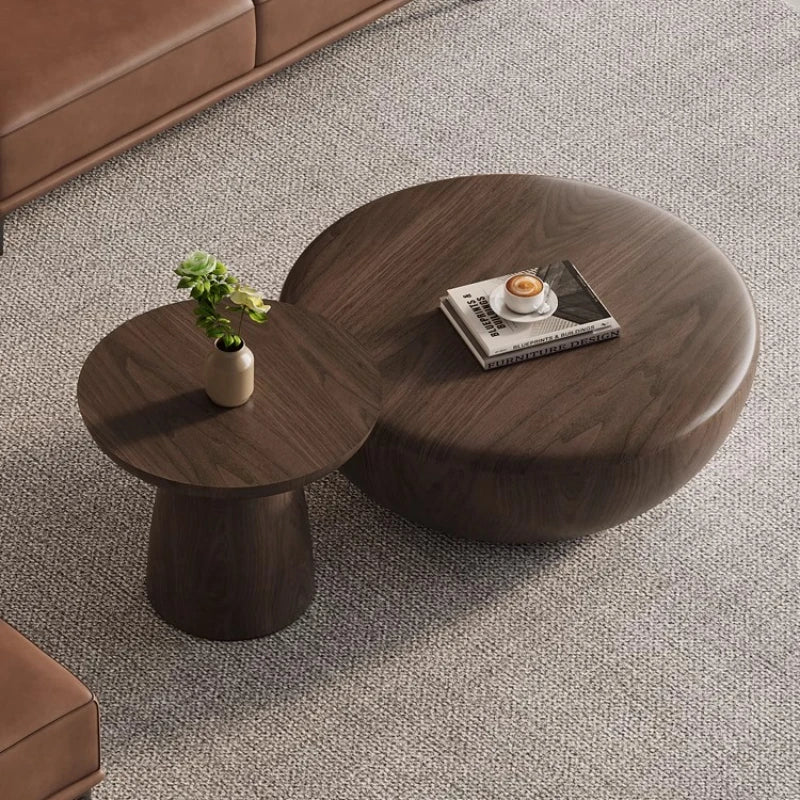 QWC Modern Wabi Sabi Round Coffee Table for Living Room